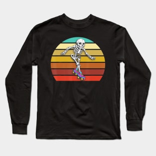 Skeleton Roller TShirt Halloween Skater Long Sleeve T-Shirt